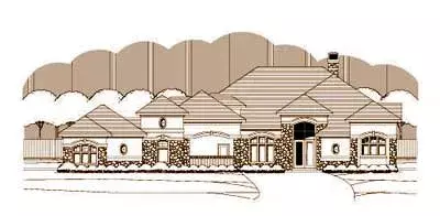 Tuscan house plans 19-1342 - front exterior, 3,804 sq ft, 3 bed, 2 bath house plans | Monster House Plans
