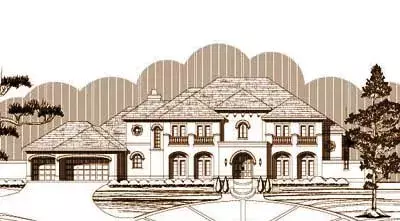 Mediterranean house plans 19-1347 - front exterior, 5,749 sq ft, 5 bed, 5 bath house plans | Monster House Plans