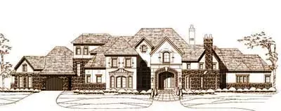 French Country house plans 19-1350 - front exterior, 5,494 sq ft, 4 bed, 4 bath house plans | Monster House Plans