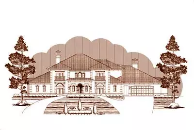 Mediterranean house plans 19-1360 - front exterior, 6,432 sq ft, 3 bed, 4 bath house plans | Monster House Plans