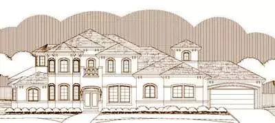 Mediterranean house plans 19-1385 - front exterior, 4,578 sq ft, 4 bed, 3 bath house plans | Monster House Plans