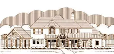 French Country house plans 19-1390 - front exterior, 4,340 sq ft, 4 bed, 4 bath house plans | Monster House Plans