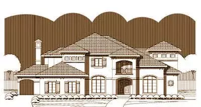 Mediterranean house plans 19-1405 - front exterior, 6,040 sq ft, 4 bed, 4 bath house plans | Monster House Plans