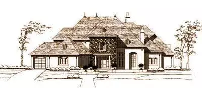 European house plans 19-141 - front exterior, 6,955 sq ft, 4 bed, 4 bath house plans | Monster House Plans