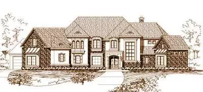 French Country house plans 19-144 - front exterior, 6,230 sq ft, 4 bed, 4 bath house plans | Monster House Plans