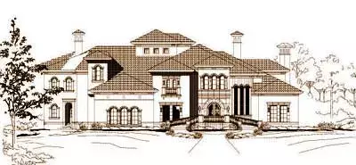 Mediterranean house plans 19-155 - front exterior, 6,491 sq ft, 4 bed, 5 bath house plans | Monster House Plans