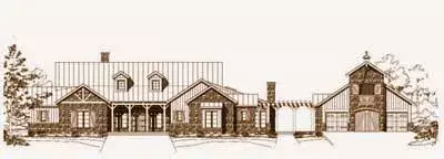 Country house plans 19-1552 - front exterior, 5,334 sq ft, 3 bed, 3 bath house plans | Monster House Plans