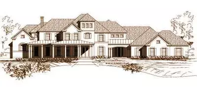 Country house plans 19-157 - front exterior, 5,658 sq ft, 5 bed, 5 bath house plans | Monster House Plans