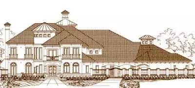 Mediterranean house plans 19-1595 - front exterior, 8,306 sq ft, 4 bed, 3 bath house plans | Monster House Plans