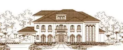 Mediterranean house plans 19-1597 - front exterior, 7,763 sq ft, 5 bed, 5 bath house plans | Monster House Plans