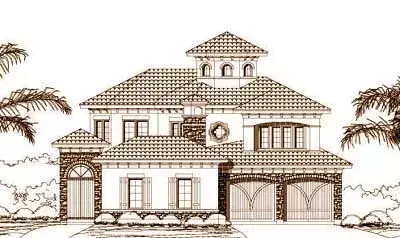 Mediterranean house plans 19-1604 - front exterior, 4,104 sq ft, 4 bed, 4 bath house plans | Monster House Plans