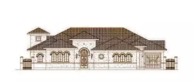 Mediterranean house plans 19-1653 - front exterior, 4,124 sq ft, 4 bed, 4 bath house plans | Monster House Plans