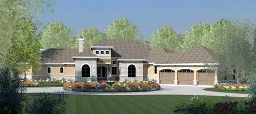 Mediterranean house plans 19-1695 - front exterior, 6,047 sq ft, 3 bed, 3 bath house plans | Monster House Plans