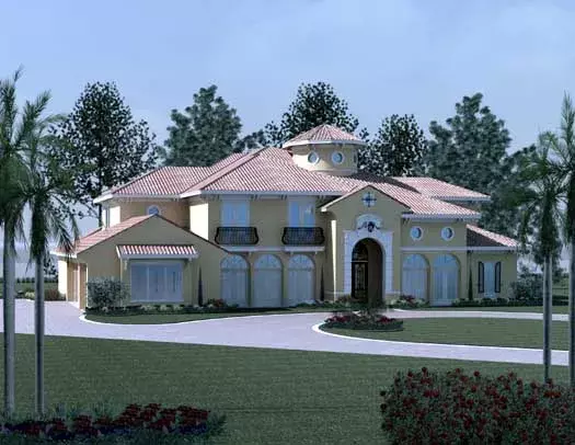 Mediterranean house plans 19-1696 - front exterior, 8,744 sq ft, 5 bed, 5 bath house plans | Monster House Plans