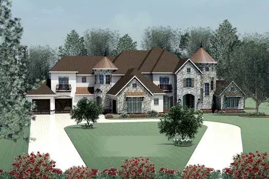 European house plans 19-1697 - front exterior, 6,957 sq ft, 5 bed, 6 bath house plans | Monster House Plans
