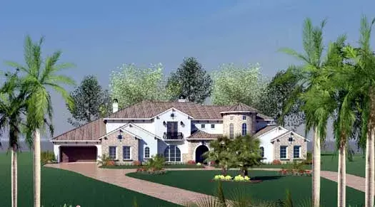 Tuscan house plans 19-1700 - front exterior, 9,590 sq ft, 5 bed, 4 bath house plans | Monster House Plans