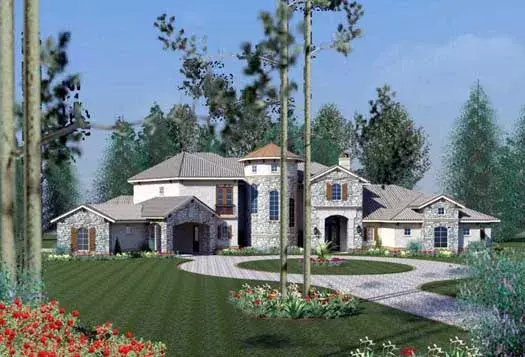 Tuscan house plans 19-1704 - front exterior, 9,629 sq ft, 5 bed, 5 bath house plans | Monster House Plans