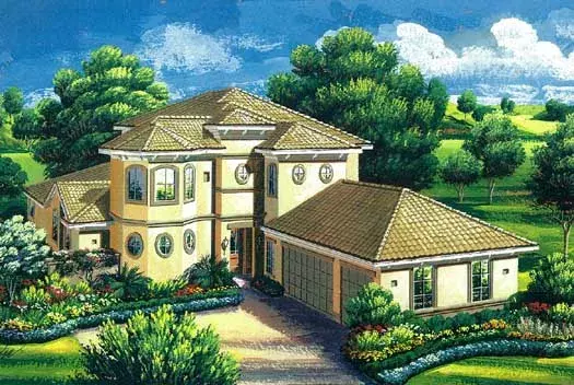 Mediterranean house plans 19-1723 - front exterior, 3,518 sq ft, 4 bed, 3 bath house plans | Monster House Plans