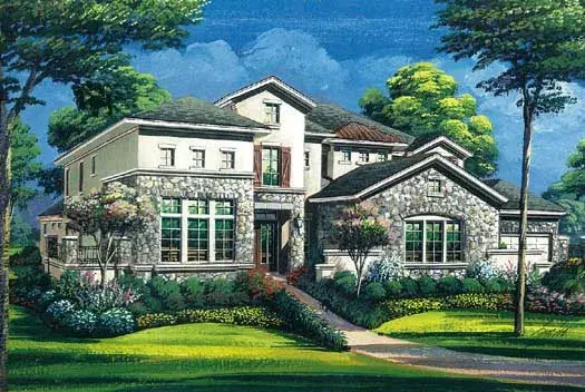 Tuscan house plans 19-1726 - front exterior, 6,017 sq ft, 4 bed, 4 bath house plans | Monster House Plans