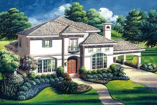 Mediterranean house plans 19-1727 - front exterior, 5,514 sq ft, 6 bed, 5 bath house plans | Monster House Plans