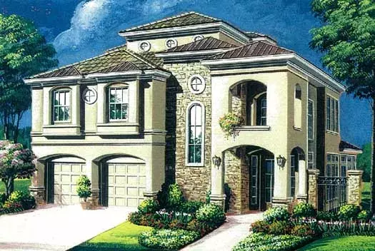 Tuscan house plans 19-1733 - front exterior, 3,548 sq ft, 3 bed, 4 bath house plans | Monster House Plans