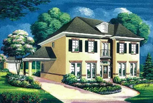 Southern Colonial house plans 19-1745 - front exterior, 4,118 sq ft, 5 bed, 3 bath house plans | Monster House Plans