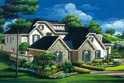 European house plans 19-1747 - front exterior, 5,494 sq ft, 5 bed, 5 bath house plans | Monster House Plans
