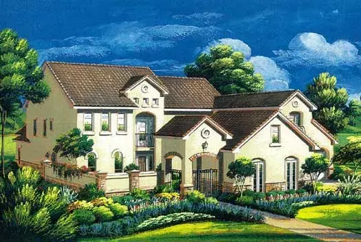 Tuscan house plans 19-1748 - front exterior, 5,079 sq ft, 5 bed, 4 bath house plans | Monster House Plans