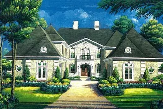French Country house plans 19-1751 - front exterior, 5,827 sq ft, 5 bed, 5 bath house plans | Monster House Plans