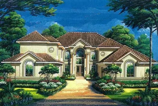 Traditional house plans 19-1752 - front exterior, 5,827 sq ft, 5 bed, 5 bath house plans | Monster House Plans