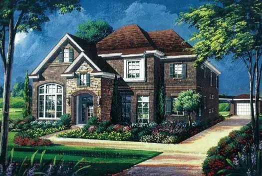 European house plans 19-1758 - front exterior, 3,967 sq ft, 4 bed, 3 bath house plans | Monster House Plans