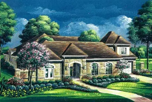 European house plans 19-1765 - front exterior, 3,710 sq ft, 3 bed, 3 bath house plans | Monster House Plans