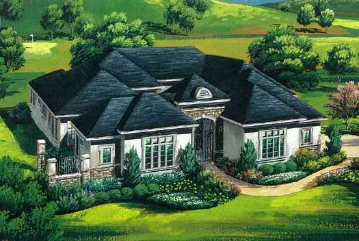European house plans 19-1773 - front exterior, 4,321 sq ft, 4 bed, 4 bath house plans | Monster House Plans