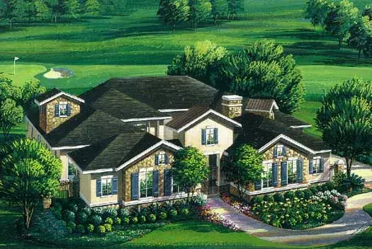 Traditional house plans 19-1774 - front exterior, 4,237 sq ft, 4 bed, 4 bath house plans | Monster House Plans