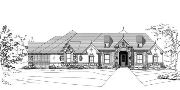 French Country house plans 19-1802 - front exterior, 3,706 sq ft, 4 bed, 5 bath house plans | Monster House Plans