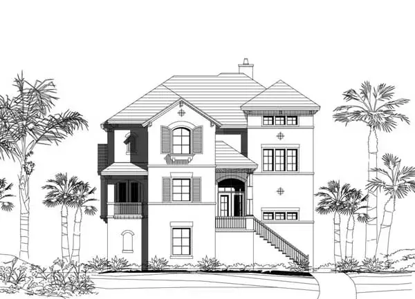 Waterfront house plans 19-1809 - front exterior, 2,834 sq ft, 3 bed, 2 bath house plans | Monster House Plans
