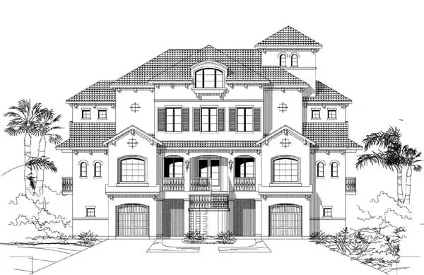 Waterfront house plans 19-1835 - front exterior, 3,757 sq ft, 4 bed, 4 bath house plans | Monster House Plans