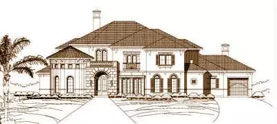 Mediterranean house plans 19-184 - front exterior, 5,526 sq ft, 4 bed, 3 bath house plans | Monster House Plans