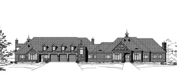 Ranch house plans 19-1849 - front exterior, 4,547 sq ft, 5 bed, 5 bath house plans | Monster House Plans