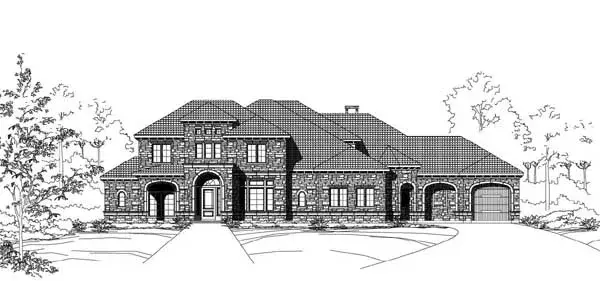 Tuscan house plans 19-1852 - front exterior, 5,945 sq ft, 5 bed, 5 bath house plans | Monster House Plans