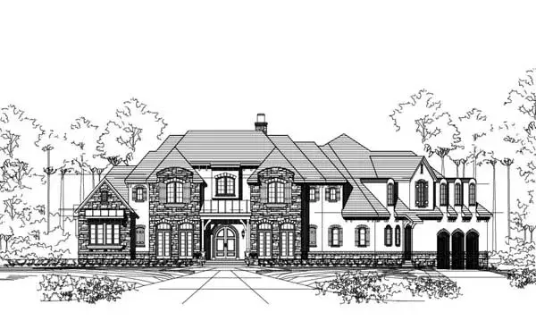 French Country house plans 19-1857 - front exterior, 7,329 sq ft, 4 bed, 5 bath house plans | Monster House Plans