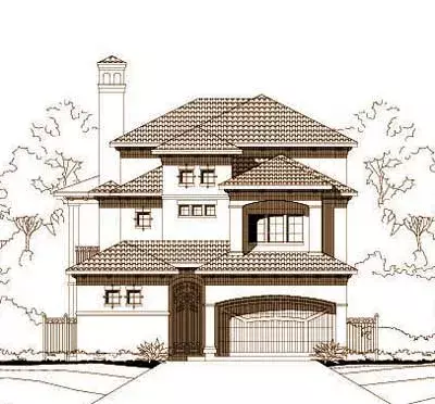 Mediterranean house plans 19-187 - front exterior, 3,971 sq ft, 3 bed, 4 bath house plans | Monster House Plans