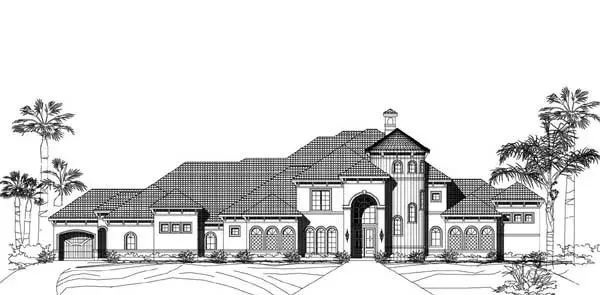 Mediterranean house plans 19-1877 - front exterior, 5,430 sq ft, 5 bed, 5 bath house plans | Monster House Plans