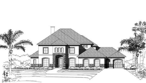 Mediterranean house plans 19-1884 - front exterior, 4,506 sq ft, 5 bed, 5 bath house plans | Monster House Plans