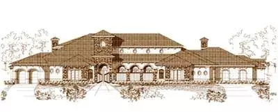 Tuscan house plans 19-205 - front exterior, 8,285 sq ft, 4 bed, 4 bath house plans | Monster House Plans
