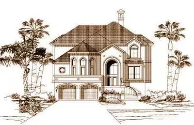 Coastal house plans 19-208 - front exterior, 3,739 sq ft, 3 bed, 3 bath house plans | Monster House Plans