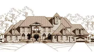 European house plans 19-218 - front exterior, 7,157 sq ft, 5 bed, 6 bath house plans | Monster House Plans