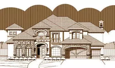 Tuscan house plans 19-219 - front exterior, 5,124 sq ft, 5 bed, 3 bath house plans | Monster House Plans