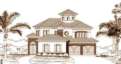 Mediterranean house plans 19-224 - front exterior, 3,823 sq ft, 3 bed, 3 bath house plans | Monster House Plans