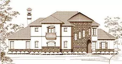 Tuscan house plans 19-226 - front exterior, 3,900 sq ft, 4 bed, 3 bath house plans | Monster House Plans